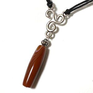 2/$20, Natural Carnelian Agate Lariat Necklace, Genuine Gemstone Cord Necklace